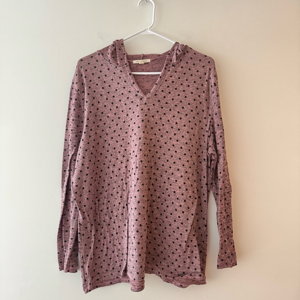 Pink heather polka dot Long Sleeve Relaxed Sweatshirt